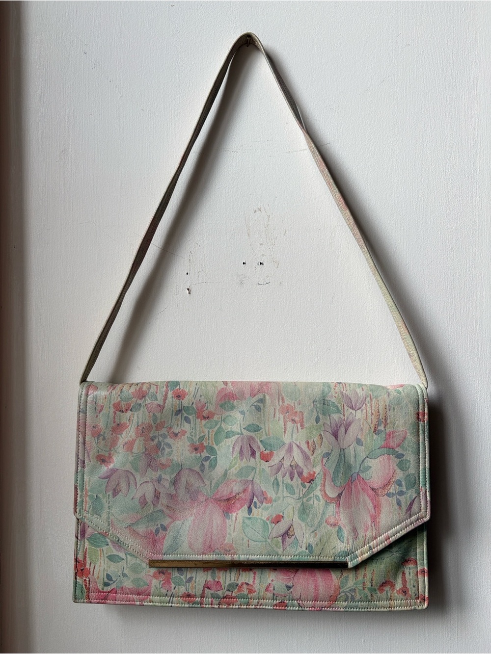 Pastel Floral Shoulder Bag in Mint & Pink